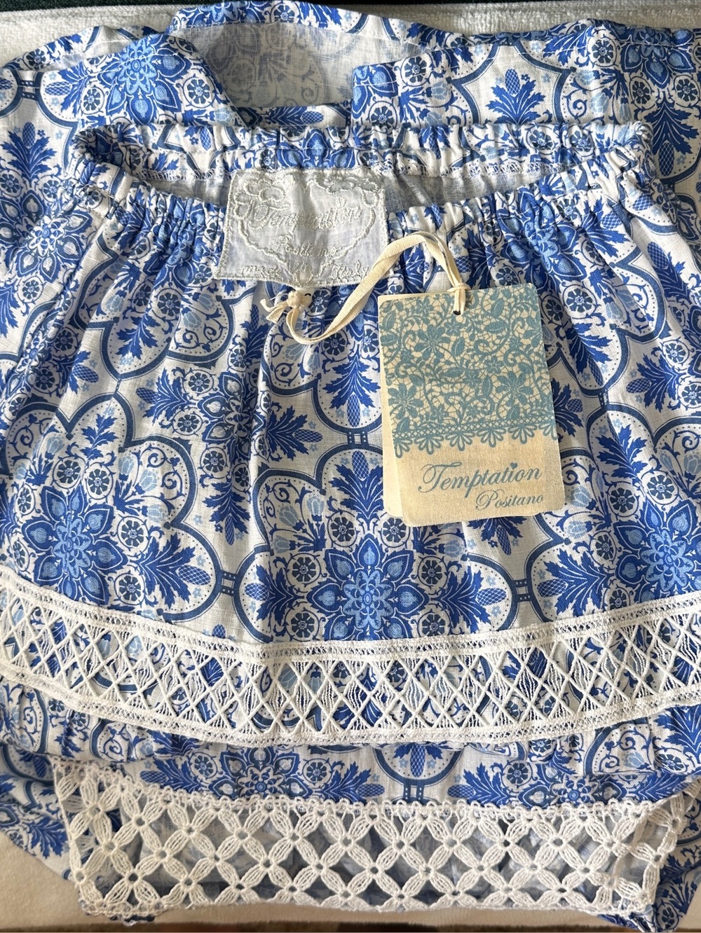 Temptation Positano Summer Blue Linen Maxi Skirt - Picture 6 of 12